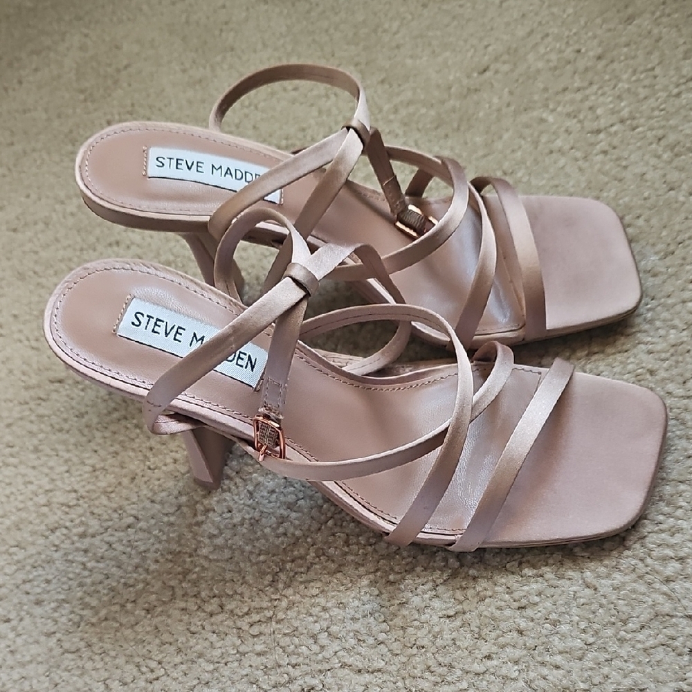 USED Steve Madden Brendi Heeled Strappy Sandals - Blush, US 6